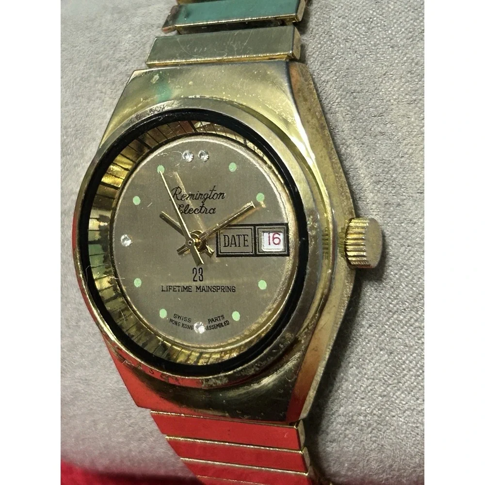 Vintage Remington Electra 23 Lifetime Mainspring‎ Gold Tone Manual Winding Watch